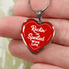 ROCKIN' THE SPOILED, WIFE LIFE - SILVER AND GOLD FINISHED HEART SHAPED NECKLACE (WHITE TEXT ON RED) - podprintz.com