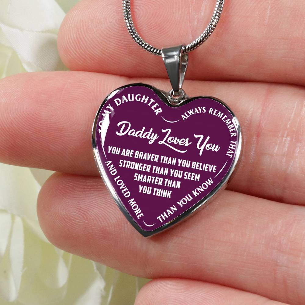 Daddy Loves You Father/Daughter Necklace Purple w/ White Text - podprintz.com