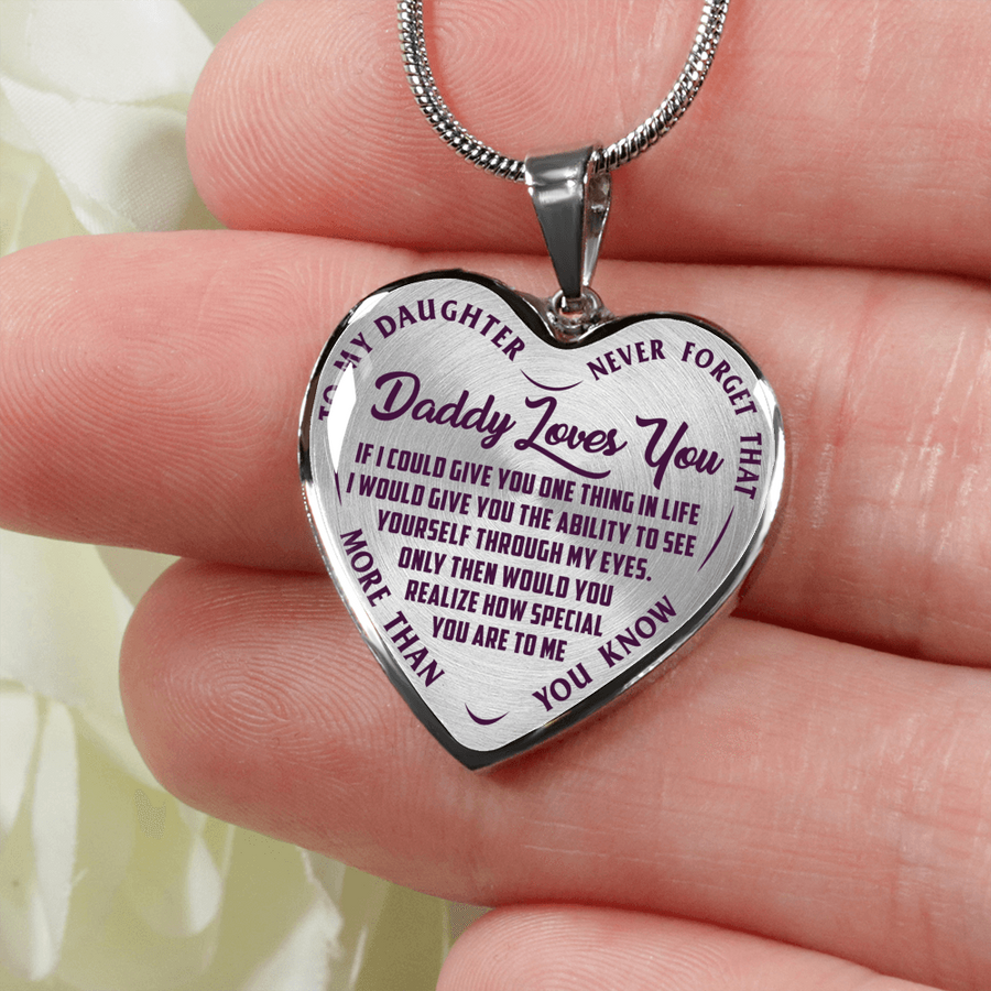 Daddy Loves You, Never Forget, Silver or Gold Finished Necklace or Bangle Bracelet (Engraving Option) - podprintz.com