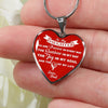 MY DAUGHTER YOU ARE PRECIOUS, SUNSHINE, JOY LOVE DAD - SILVER AND GOLD FINISHED HEART SHAPED NECKLACE AND BANGLE BRACELET (WHITE ON RED) EO - podprintz.com