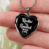 ROCKIN' THE SPOILED, WIFE LIFE - SILVER AND GOLD FINISHED HEART SHAPED NECKLACE (WHITE TEXT ON BLACK) - podprintz.com