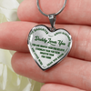 MY DAUGHTER - DADDY LOVES YOU - SILVER FINISHED HEART NECKLACE (GREEN ON TRANSPARENT) - podprintz.com