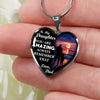 My Amazing Daughter Love Dad (Full Moon Beach) Silver or Gold Heart Shaped Necklace - podprintz.com