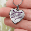 MY DAUGHTER YOU ARE PRECIOUS, SUNSHINE, JOY LOVE MOM - SILVER AND GOLD FINISHED HEART SHAPED NECKLACE (PURPLE ON TRANSPARENT) - podprintz.com