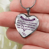 MY DAUGHTER YOU ARE PRECIOUS, SUNSHINE, JOY LOVE DAD - SILVER AND GOLD FINISHED HEART SHAPED NECKLACE (PURPLE ON TRANSPARENT) - podprintz.com