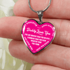 MY DAUGHTER, DADDY LOVES YOU - (PINK & WHITE TEXT) SILVER FINISHED HEART NECKLACE - podprintz.com