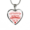 I DON'T HAVE A STEPDAUGHTER, SILVER OR GOLD FINISHED HEART SHAPED NECKLACE AND BANGLE BRACELET (RED ON WHITE) EO - podprintz.com
