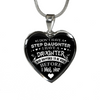 I DON'T HAVE A STEPDAUGHTER, SILVER OR GOLD FINISHED HEART SHAPED NECKLACE AND BANGLE BRACELET (WHITE ON BLACK) EO - podprintz.com