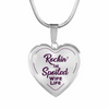 ROCKIN' THE SPOILED, WIFE LIFE - SILVER AND GOLD FINISHED HEART SHAPED NECKLACE (PURPLE TEXT ON TRANSPARENT) - podprintz.com