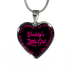 Daddy's Little Girl Gold or Silver Finished Heart Shaped Necklace (Pink on Black) - podprintz.com