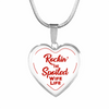 ROCKIN' THE SPOILED, WIFE LIFE - SILVER AND GOLD FINISHED HEART SHAPED BANGLE BRACELET AND NECKLACE (RED TEXT ON WHITE) EO - podprintz.com