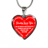 MY DAUGHTER - DADDY LOVES YOU - SILVER FINISHED HEART NECKLACE (RED WITH WHITE TEXT) - podprintz.com