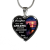 My Daughter, You are Amazing - Silver Finished Heart Necklace (Sunset Beach) - podprintz.com