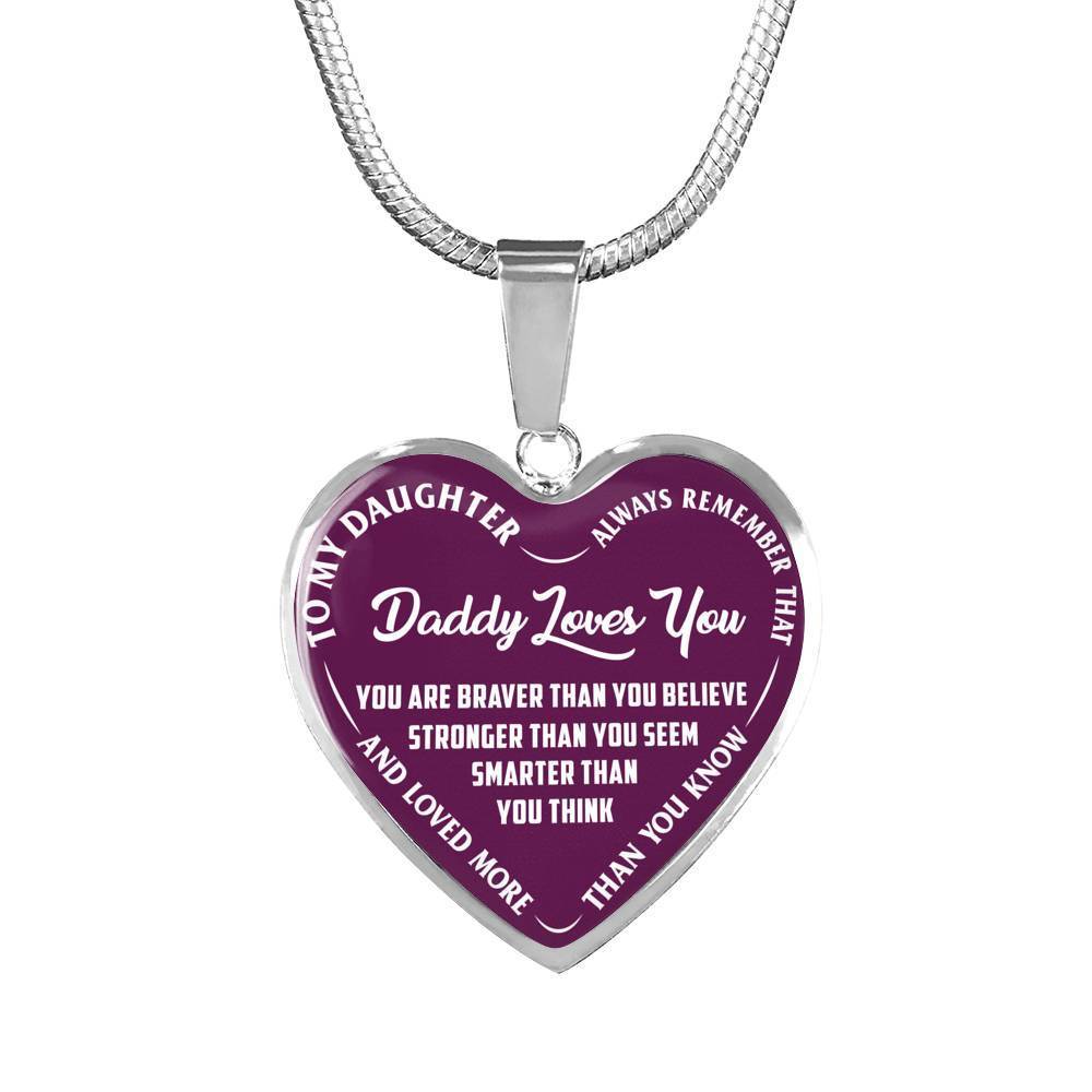 Daddy Loves You Father/Daughter Necklace Purple w/ White Text - podprintz.com