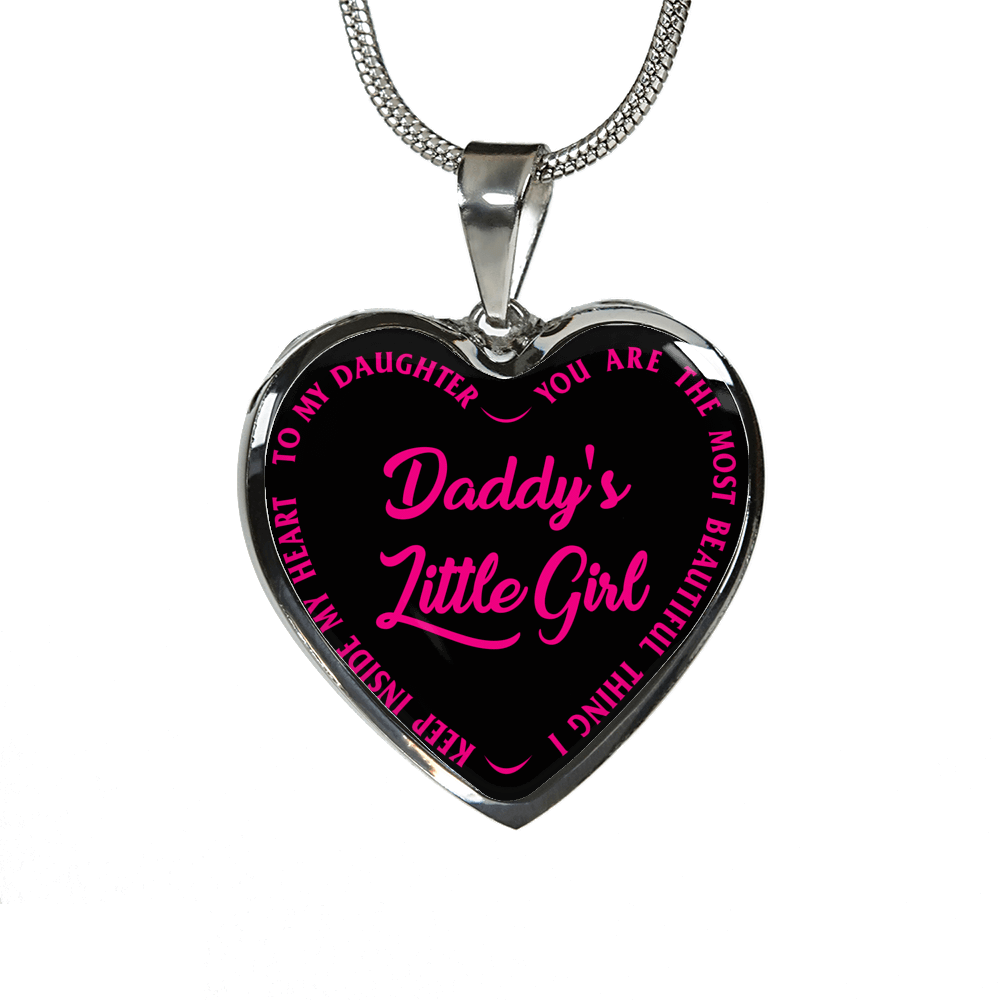 Daddy's Little Girl Silver or Gold Finished Heart Necklace or Bangle Bracelet (Engraving Option) - podprintz.com