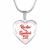 ROCKIN' THE SPOILED, WIFE LIFE - SILVER AND GOLD FINISHED HEART SHAPED NECKLACE (RED TEXT ON WHITE) - podprintz.com