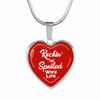 ROCKIN' THE SPOILED, WIFE LIFE - SILVER AND GOLD FINISHED HEART SHAPED NECKLACE (WHITE TEXT ON RED) - podprintz.com