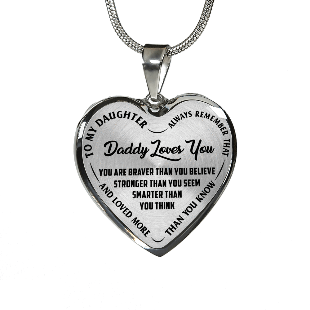 Daddy Loves You Father/Daughter Necklace Black on Transparent - podprintz.com