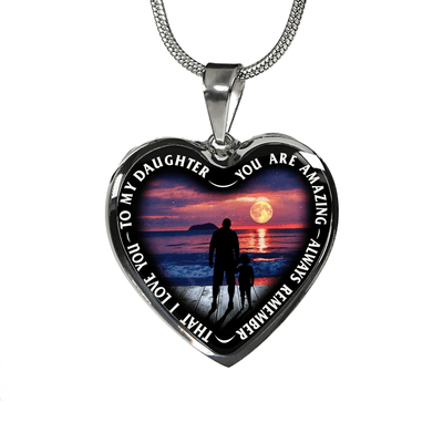 My Daughter, You are Amazing, Silver or Gold Finished Heart Shaped Necklace (Beach Deck Edition) - podprintz.com
