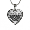 I'll Always Be There, Daddy Loves You, Silver or Gold Heart Shaped Necklace (Black on Transparent) - podprintz.com