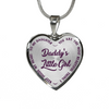 Daddy's Little Girl Gold or Silver Finished Heart Shaped Necklace (Purple on Transparent) - podprintz.com