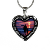 My Daughter, You are Amazing, Silver or Gold Finished Heart Shaped Necklace (Full Moon Beach Black Edition) - podprintz.com