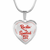 ROCKIN' THE SPOILED, WIFE LIFE - SILVER AND GOLD FINISHED HEART SHAPED BANGLE BRACELET AND NECKLACE (RED TEXT ON TRANSPARENT) EO - podprintz.com