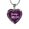 Daddy's Little Girl Gold or Silver Finished Heart Shaped Necklace (White on Purple) - podprintz.com