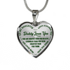 MY DAUGHTER - DADDY LOVES YOU - SILVER FINISHED HEART NECKLACE (GREEN ON TRANSPARENT) - podprintz.com