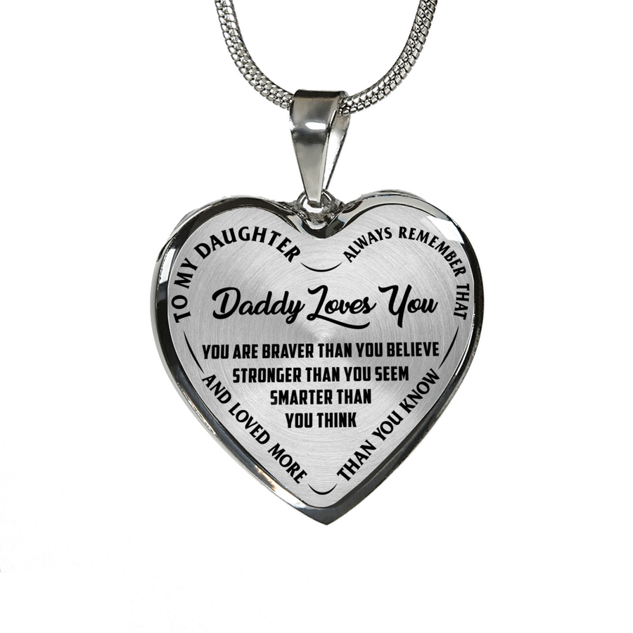 Daddy Loves You Necklace or Bracelet, Gold or Silver, Laser Engrave Option - podprintz.com