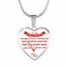 MY DAUGHTER YOU ARE PRECIOUS, SUNSHINE, JOY LOVE DAD - SILVER AND GOLD FINISHED HEART SHAPED NECKLACE (RED ON WHITE) - podprintz.com