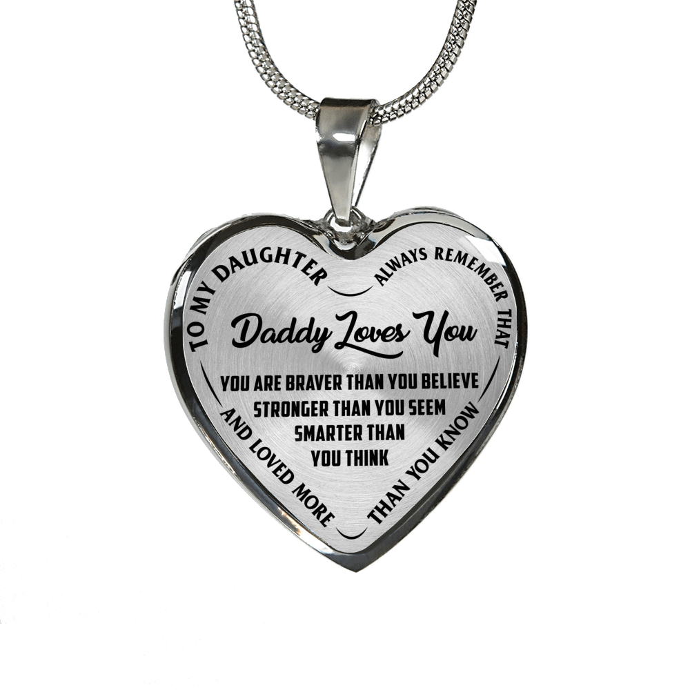 Daddy Loves You Necklace or Bracelet, Gold or Silver, Laser Engrave Option - podprintz.com