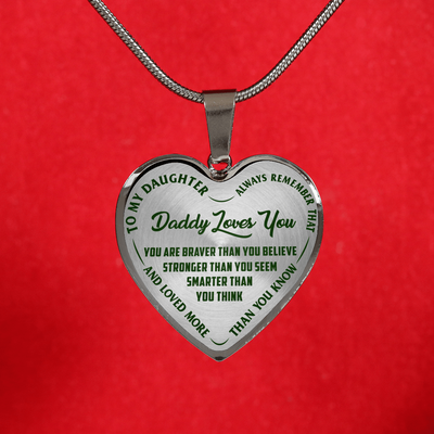 Daddy Loves You Father/Daughter Necklace Dark Green on Transparent - podprintz.com