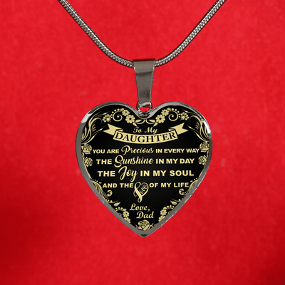 My Daughter, You are Precious (Yellow on Black) - Silver Finished Heart Bangle Bracelet - podprintz.com