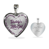 DADDY'S LITTLE GIRL GOLD OR SILVER FINISHED HEART SHAPED NECKLACE OR BANGLE BRACELET, PURPLE ON TRANSPARENT (EO) - podprintz.com