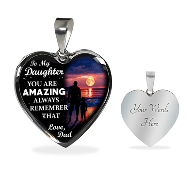 My Daughter, You are Amazing, Love Dad - Silver Finished Heart Bangle Bracelet - podprintz.com
