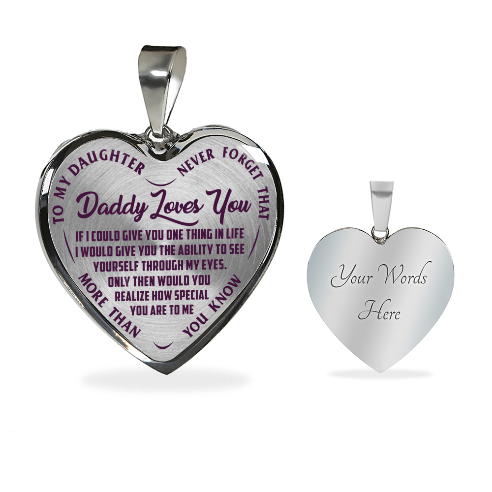 Daddy Loves You, Never Forget, Silver or Gold Finished Necklace or Bangle Bracelet (Engraving Option) - podprintz.com
