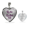 ROCKIN' THE SPOILED, WIFE LIFE - SILVER AND GOLD FINISHED HEART SHAPED BANGLE BRACELET AND NECKLACE (PURPLE TEXT ON TRANSPARENT) EO - podprintz.com
