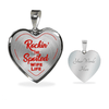 ROCKIN' THE SPOILED, WIFE LIFE - SILVER AND GOLD FINISHED HEART SHAPED BANGLE BRACELET AND NECKLACE (RED TEXT ON TRANSPARENT) EO - podprintz.com