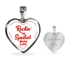 ROCKIN' THE SPOILED, WIFE LIFE - SILVER AND GOLD FINISHED HEART SHAPED BANGLE BRACELET AND NECKLACE (RED TEXT ON WHITE) EO - podprintz.com