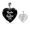ROCKIN' THE SPOILED, WIFE LIFE - SILVER AND GOLD FINISHED HEART SHAPED BANGLE BRACELET AND NECKLACE (WHITE TEXT ON BLACK) EO - podprintz.com