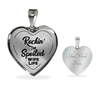 ROCKIN' THE SPOILED, WIFE LIFE - SILVER AND GOLD FINISHED HEART SHAPED BANGLE BRACELET AND NECKLACE (BLACK TEXT ON TRANSPARENT) EO - podprintz.com