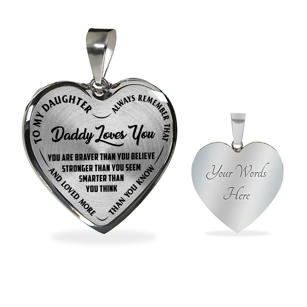 Daddy Loves You Necklace or Bracelet, Gold or Silver, Laser Engrave Option - podprintz.com