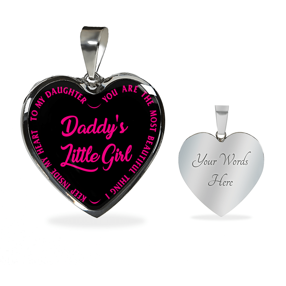 Daddy's Little Girl Silver or Gold Finished Heart Necklace or Bangle Bracelet (Engraving Option) - podprintz.com