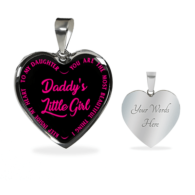 Daddy's Little Girl Silver or Gold Finished Heart Necklace or Bangle Bracelet (Engraving Option) - podprintz.com