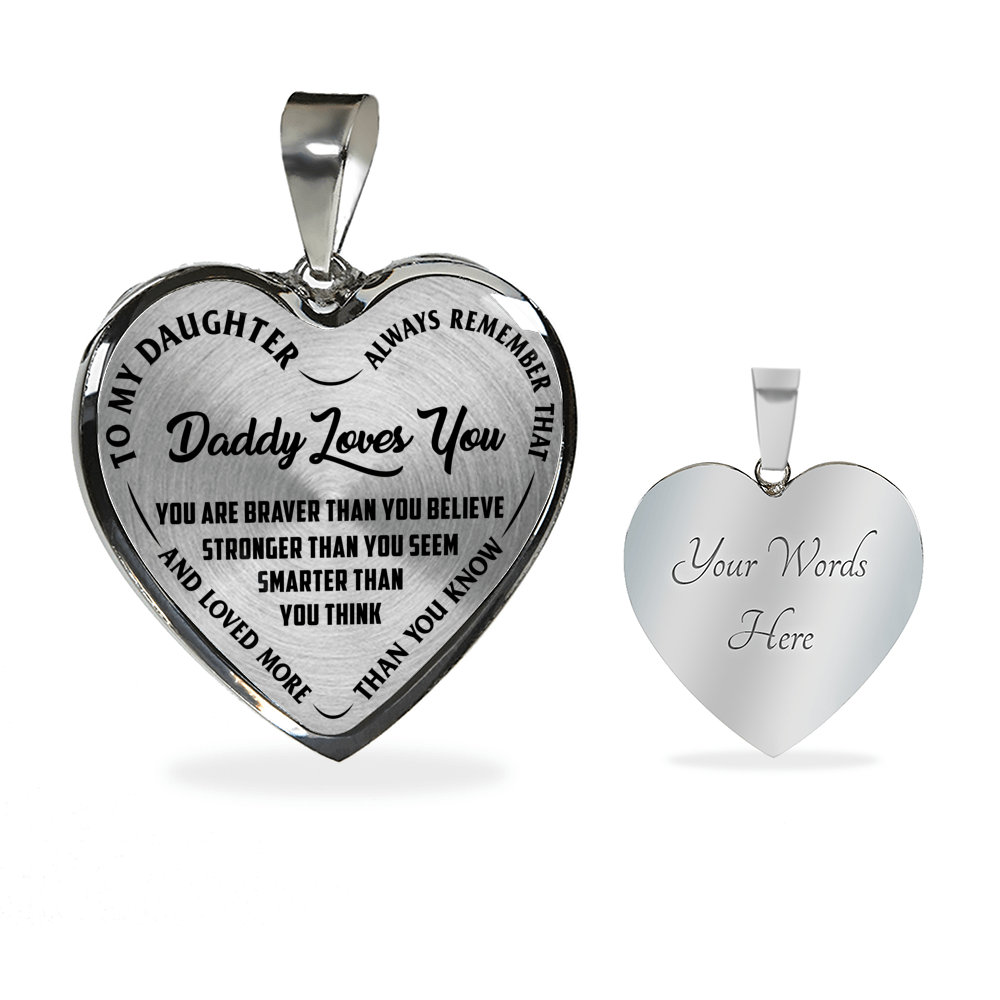 Daddy Loves You Father/Daughter Necklace Black on Transparent - podprintz.com