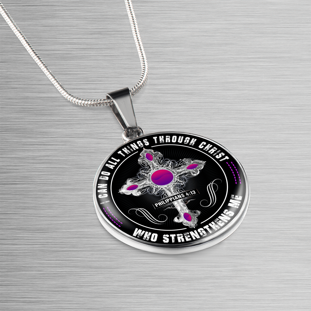 I Can Do All Things Through Christ - Silver Finished Circle Necklace - podprintz.com