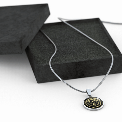 My Little Girl Forever, Love Dad (Yellow Ribbon Heart) - Silver Finished Circle Necklace - podprintz.com
