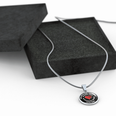 My Little Girl Forever, Love Dad (White Text) - Silver Finished Circle Necklace - podprintz.com
