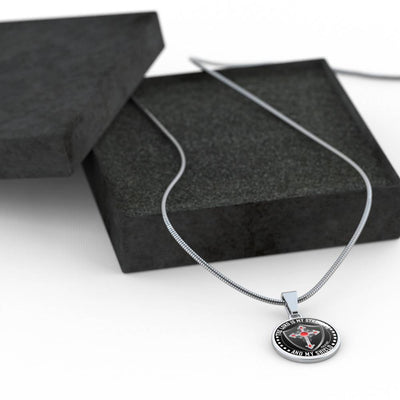 LORD IS MY STRENGTH AND MY SHIELD (RED) - SILVER AND GOLD FINISHED CIRCLE NECKLACE - podprintz.com